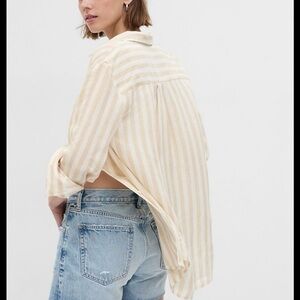 100% Linen Striped Linen boyfriend Shirt - Gap